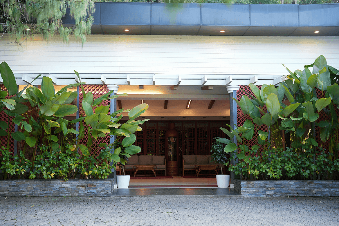 Riverside resort grounds